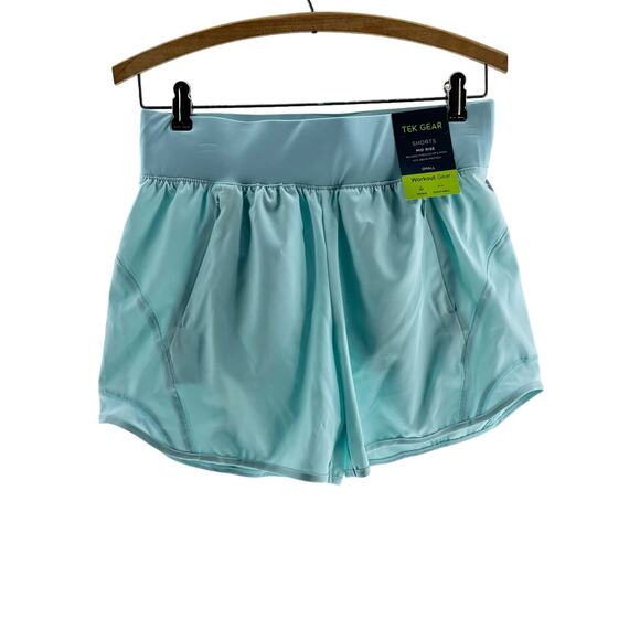 Tek Gear Women's Small Athletic Shorts Mid Rise Wicking Stretch Blue NEW TAG - Picture 1 of 6